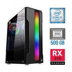 Игровой ПК Tower / Intel Core i5-6400 (4 ядра по 2.7 - 3.3 GHz) / 8 GB DDR4 / 500 GB SSD / AMD Radeon RX 570, 4 GB GDDR5, 256-bit