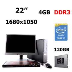 Комплект Dell Optiplex 7010 SFF / Intel&reg; Core&trade; i3-3220 (2 (4) ядра по 3.3 GHz) / 4 GB DDR3 / 120GB SSD + Монитор Philips Brilliance 220B4L / 22'' / Class A 1680 х 1050 (16:10) / VGA, DVI / Black