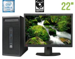 Комплект ПК: HP ProDesk 600 G2 Tower / Intel Core i5-6500 (4 ядра по 3.2 - 3.6 GHz) / 4 GB DDR4 / 500 GB HDD / Intel HD Graphics 530 / DVD-ROM + Монитор Lenovo ThinkVision LT2252pwD / 22" (1680x1050) TN / DVI, VGA, DisplayPort, Audio