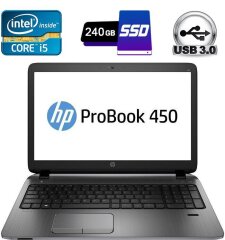 Ноутбук Б-класс HP ProBook 450 G2 / 15.6" (1920x1080) IPS / Intel Core i5-4210U (2 (4) ядра по 1.7 - 2.7 GHz) / 8 GB DDR3 / 240 GB SSD / Intel HD Graphics 4400 / WebCam / DVD-RW / HDMI