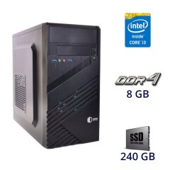 Новый игровой ПК QUBE QB05M U3 Tower / Intel Core i3-9100F (4 ядра по 3.6 - 4.2 GHz) / 8 GB DDR4 / 240 GB SSD / nVidia GeForce GT 1030, 2 GB GDDR5, 64-bit / 400W