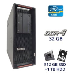 Сервер Lenovo ThinkStation P500 Tower / Intel Xeon E5-1650 v3 (6 (12) ядер по 3.5 - 3.8 GHz) / 32 GB DDR4 / 512 GB SSD+1 TB HDD / nVidia Quadro K4200, 4 GB GDDR5, 256-bit / 650W / Windows 7 Pro License