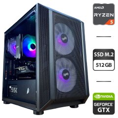 Сборка под заказ: 1stPlayer D3-3F2-Plus Black Tower / AMD Ryzen 5 5500 (6 (12) ядер по 3.6 - 4.2 GHz) / 16 GB DDR4 / 512 GB SSD M.2 / nVidia GeForce GTX 1660 Super, 6 GB GDDR6, 192-bit / 550W