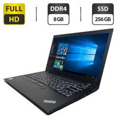 Ультрабук Б-клас Lenovo ThinkPad T470s / 14" (1920x1080) IPS / Intel Core i5-6300U (2 (4) ядра 2.4 - 3.0 GHz) / 8 GB DDR4 / 256 GB SSD / Intel HD Graphics 520 / WebCam / HDMI / Два АКБ