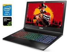 Игровой ноутбук Б-класс MSI GS63VR 7RF Stealth Pro / 15.6" (1920x1080) TN / Intel Core i7-7700HQ (4 (8) ядра по 2.8 - 3.8 GHz) / 16 GB DDR4 / 256 GB SSD M.2 / nVidia GeForce GTX 1060, 6 GB GDDR5, 192-bit / WebCam