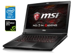 Игровой ультрабук Б-класс MSI GS43VR 6RE Phantom Pro / 14.1" (1920x1080) TN / Intel Core i7-7700HQ (4 (8) ядра по 2.8 - 3.8 GHz) / 32 GB DDR4 / 256 GB SSD / nVidia GeForce GTX 1060, 6 GB GDDR5, 192-bit / WebCam / Win 11