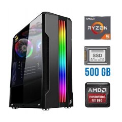 Ігровий ПК Tower / AMD Ryzen 5 3600 (6 (12) ядер по 3.6 - 4.2 GHz) / 16 GB DDR4 / 500 GB SSD / AMD Radeon RX 580, 8 GB GDDR5, 256-bit