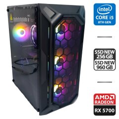 Ігровий ПК 1stPlayer FireBase X6 Tower NEW / Intel Core i5-8500 (6 ядер по 3.0 - 4.1 GHz) / 16 GB DDR4 NEW / 256 GB SSD M.2 NEW + 960 GB SSD NEW / AMD Radeon RX 5700, 8 GB GDDR6, 256-bit / HDMI / 1350W + Клавіатура, мишка, кабелі в комплекті