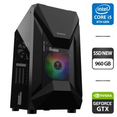 Ігровий ПК Athena E1 Elite Tower NEW / Intel Core i5-8500 (6 ядер по 3.0 - 4.1 GHz) / 16 GB DDR4 / 960 GB SSD NEW / nVidia GeForce GTX 1660 Super, 6 GB GDDR6, 192-bit / HDMI / + Мишка, кабелі (DVI та живлення)