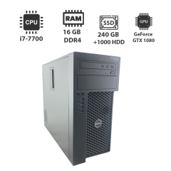 Ігровий ПК Dell Precision 3620 Tower / Intel Core i7-7700 (4 (8) ядра по 3.60 - 4.20 GHz) / 16 GB DDR4 / 240 GB SSD + 1000 GB HDD / nVidia GeForce GTX 1080, 8 GB GDDR5X, 256-bit / DVI, DP, HDMI