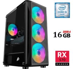 Игровой ПК Dtop Gaming i567D Tower / Intel Core i5-6400 (4 ядра по 2.7 - 3.3 GHz) / 16 GB DDR4 / 120 GB SSD + 500 GB HDD / AMD Radeon RX 570, 4 GB GDDR5, 256-bit / 500W