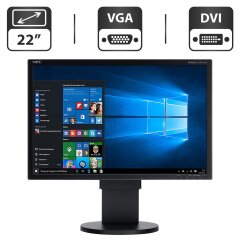 Монитор Б-класс NEC MultiSync EA221WMe / 22" (1680x1050) TN / VGA, DVI, USB / Встроенные колонки 2x 1W / VESA 100x100 + Кабели (VGA и питания)