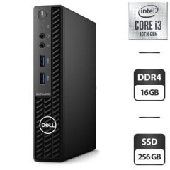 Неттоп Dell Optiplex 3080 Micro USFF / Intel Core i3-10100T (4 (8) ядра по 3.0 - 3.8 GHz) / 16 GB DDR4 / 250 GB SSD / Intel UHD Graphics 630 / HDMI / DisplayPort + Блок живлення