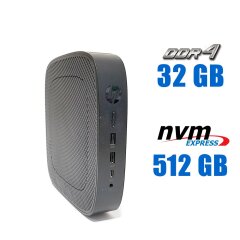 Неттоп HP t640 Thin Client USFF / AMD Ryzen R1505G (2 (4) ядра по 2.4 - 3.3 GHz) / 32 GB DDR4 / 512 GB SSD M.2 / AMD Picaso Graphics / 45W / Win 10 Pro