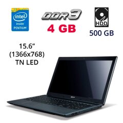 Ноутбук Acer Aspire 5733Z-4516 / 15.6" (1366x768) TN LED / Intel Pentium P6200 (2 ядра по 2.13 GHz) / 4 GB DDR3 / 500 GB HDD / WebCam / DVD-RW 