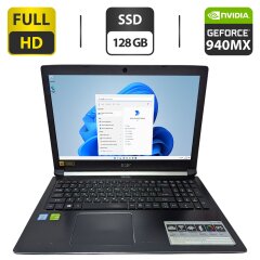 Ноутбук Б-класс Acer Aspire A515-51 / 15.6" (1920x1080) TN / Intel Core i5-7200U (2 (4) ядра по 2.5 - 3.1 GHz) / 16 GB DDR4 / 128 GB SSD / nVidia GeForce 940MX, 2 GB GDDR5, 64-bit / WebCam