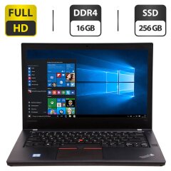 Ноутбук Б-клас Lenovo ThinkPad T470 / 14" (1920x1080) IPS / Intel Core i5-7300U (2 (4) ядра по 2.6 - 3.5 GHz) / 16 GB DDR4 / 256 GB SSD / Intel HD Graphics 520 / WebCam / HDMI