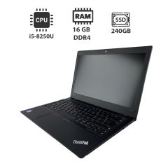 Ноутбук Lenovo ThinkPad L380 / 13.3" (1920x1080) IPS / Intel Core i5-8250U (4 (8) ядра по 1.6 - 3.4 GHz) / 16 GB DDR4 / 240 GB SSD / Intel UHD Graphics 620 / WebCam
