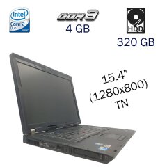 Ноутбук Lenovo ThinkPad R500 / 15.4" (1280x800) TN / Intel Core 2 Duo T6670 (2 ядра по 2.2 GHz) / 4 GB DDR3 / 320 GB HDD / Intel GMA 4500 MHD Graphics / WebCam / АКБ не тримає