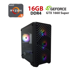 Новый игровой ПК Forsage T5-BK-4F1 Black Tower / AMD Ryzen 5 5500 (6 (12) ядер по 3.6 - 4.2 GHz) / 16 GB DDR4 / 480 GB SSD / nVidia GeForce GTX 1660 Super, 6 GB GDDR6, 192-bit
