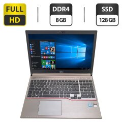 Ноутбук Б-клас Fujitsu LifeBook E756 / 15.6'' (1920x1080) IPS / Intel Core i5-6300U (2 (4) ядра по 2.4 - 3.0 GHz) / 8 GB DDR4 / 128 GB SSD / Intel HD Graphics 520 / WebCam / DVD-ROM / DisplayPort
