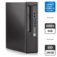 Неттоп HP EliteDesk 800 G1 USFF / Intel Core i5-4690S (4 ядра по 3.2 - 3.9 GHz) / 8 GB DDR3 / 240 GB SSD / Intel HD Graphics 4600 / DVD-ROM / VGA
