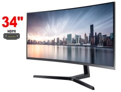 Монитор Samsung C34H890WJU / 34" (3440x1440) VA / 1x HDMI, 1x DisplayPort, 1x Audio, 2x USB 3.0, 1x USB Type-C / VESA 100x100
