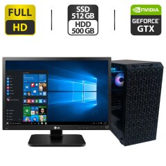 Комплект ПК: GTL 2625B6 Tower / Intel Xeon E3-1230 v2 (аналог i7-3770) (4 (8) ядра по 3.3 - 3.7 GHz) / 16 GB DDR3 / 512 GB SSD + 500 GB HDD / nVidia GeForce GTX 1050 Ti, 4 GB GDDR5, 128-bit / 350W + Монитор LG 24MB37PM-B / 24" (1920x1080) IPS + Кабели