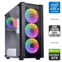 Сборка под заказ: новый игровой ПК Qube Storm Tower / Intel Core i5-10400F (6 (12) ядер по 2.9 - 4.3 GHz) / 16 GB DDR4 / 240 GB SSD + 1000 GB HDD / nVidia GeForce GTX 1070, 8 GB GDDR5, 256-bit / 650W