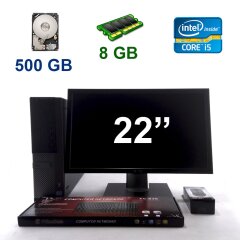Dell Optiplex 7010 DT / Intel Core i5-3470 (4 ядра по 3.2 - 3.6 GHz) / 8 GB DDR3 / 500 GB HDD + Монитор Lenovo ThinkVision L2251p / 22" (1680x1050) TN / VGA, DP, Audio Port