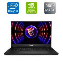 Игровой ноутбук MSI Titan GT77HX / 17.3" (3840x2160) IPS / Intel Core i9-13980HX (24 (32) ядра по 2.2 - 5.6 GHz) / 128 GB DDR5 / 2000 GB SSD + 256 GB SSD / nVidia GeForce RTX 4090, 16 GB GDDR6, 256-bit / WebCam / Windows 11