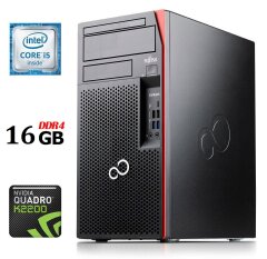 Ігровий ПК Fujitsu Esprimo P757/E90+ Tower / Intel Core i5-6500 (4 ядра по 3.2 - 3.6 GHz) / 16 GB DDR4 / no HDD / nVidia Quadro K2200, 4 GB GDDR5, 128-bit / 280W / DisplayPort / DVI