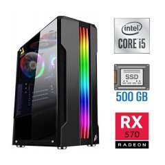 Игровой ПК Tower / Intel Core i5-10400F (6 (12) ядер по 2.9 - 4.3 GHz) / 16 GB DDR4 / 500 GB SSD / AMD Radeon RX 570, 4 GB GDDR5, 256-bit