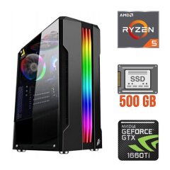 Игровой ПК Tower / AMD Ryzen 5 5500 (6 (12) ядер по 3.6 - 4.2 GHz) / 16 GB DDR4 / 500 GB SSD / nVidia GeForce GTX 1660 Ti, 6 GB GDDR6, 192-bit