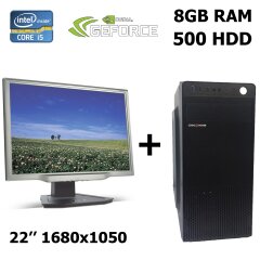 MSI MiniTower / Intel&reg; Core&trade; i5-3470 (4 ядра по 3.20 - 3.60 GHz) / 8 GB DDR3 / 500 GB HDD / Блок питания 400 Ватт / nVidia GeForce 1030 2GB GDDR5 + Монитор  Acer AL2223W / 22" / 1680x1050