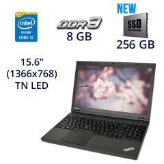 Ноутбук Lenovo ThinkPad T540p / 15.6" (1366x768) TN / Intel Core i5-4210M (2 (4) ядра по 2.6 - 3.2 GHz) / 8 GB DDR3 / 256 GB SSD NEW / Intel HD Graphics 4600 / WebCam / DVD-RW / miniDP