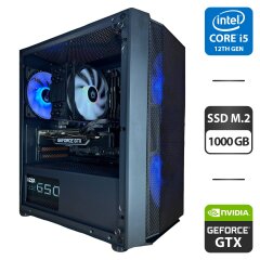 Збірка під замовлення: новий ігровий ПК Qube Wind Black Tower / Intel Core i5-12400F (6 (12) ядер по 2.5 - 4.4 GHz) / 16 GB DDR4 / 1000 GB SSD M.2 / nVidia GeForce GTX 1660 Super, 6 GB GDDR6, 192-bit / HDMI / 650W
