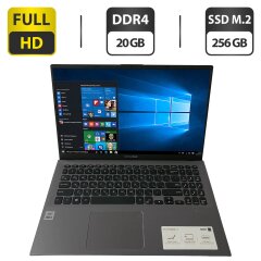 Ультрабук Asus VivoBook F512J / 15.6" (1920x1080) IPS / Intel Core i5-1035G1 (4 (8) ядра по 1.0 - 3.6 GHz) / 20 GB DDR4 / 256 GB SSD M.2 / Intel UHD Graphics / WebCam + Бездротова мишка