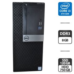 Комп'ютер Dell OptiPlex 5040 Tower / Intel Core i3-6100 (2 (4) ядра по 3.7 GHz) / 8 GB DDR3 / 120 GB SSD + 750 GB HDD / Intel HD Graphics 530