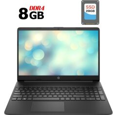 Ноутбук HP 15s-fq3xxx / 15.6" (1366x768) TN / Intel Celeron N4500 (2 ядра по 1.1 - 2.8 GHz) / 8 GB DDR4 / 256 GB SSD / Intel UHD Graphics / WebCam