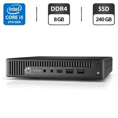 Неттоп HP ProDesk 600 G2 Mini PC USFF / Intel Core i5-6500T (4 ядра по 2.5 - 3.1 GHz) / 8 GB DDR4 / 240 GB SSD / Intel HD Graphics 530 / DisplayPort + Блок живлення