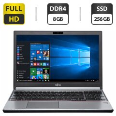 Ноутбук Б-клас Fujitsu LifeBook E756 / 15.6'' (1920x1080) IPS / Intel Core i5-6300U (2 (4) ядра по 2.4 - 3.0 GHz) / 8 GB DDR4 / 256 GB SSD / Intel HD Graphics 520 / WebCam / DVD-ROM