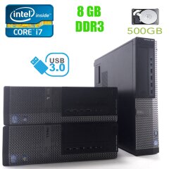Dell Optiplex 7010 SFF / Intel Core i7-3770 (4 (8) ядра по 3.40 - 3.90 GHz) / 8 GB DDR3 / 500 GB HDD / nVidia GeForce GT 1030 2GB / USB 3.0