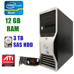 Dell WS T5500 Tower / Intel Xeon X5650 (6(12)ядер по 2.66 - 3.06GHz) / 12GB DDR3 / 3 TB SAS HDD / БП 875W / AMD Radeon HD 7570 1GB GDDR5 128bit / DVI, DP