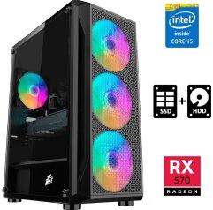 Игровой ПК DTop i747 RGB SSD Tower / Intel Core i5-4590 (4 ядра по 3.3 - 3.7 GHz) / 16 GB DDR3 / 120 GB SSD + 500 GB HDD / AMD Radeon RX 570, 4 GB GDDR5, 256-bit / 450W