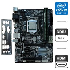 Комплект: Материнская плата Gigabyte GA-B85M-HD3G / Intel Xeon E3-1230 v3 (4 (8) ядра по 3.3 - 3.7 GHz) / 16 GB DDR3 / Socket LGA 1150 / Задняя заглушка