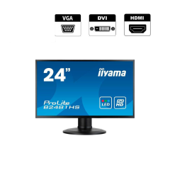Монитор Iiyama ProLite B2481HS / 24" (1920x1080) TN / VGA, DVI, HDMI, Audio / VESA 100x100 + Кабель питания