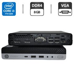 Неттоп HP ProDesk 600 G3 Mini PC USFF / Intel Core i3-7100T (2 (4) ядра по 3.4 GHz) / 8 GB DDR4 / 250 GB HDD / Intel HD Graphics 630 / Без OC + Блок живлення