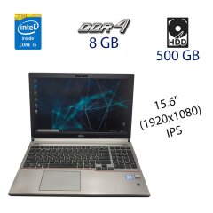 Ноутбук Б класс Fujitsu LifeBook E756 / 15.6" (1920х1080) IPS / Intel Core i5-6200U (2 (4) ядра по 2.3 - 2.8 GHz) / 8 GB DDR4 / 500 GB HDD / WebCam / HDMI / DP