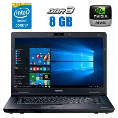 Ноутбук Toshiba Tecra A11 / 15.6" (1600x900) TN / Intel Core i7-640M (2 (4) ядра по 2.8 - 3.46 GHz) / 8 GB DDR3 / 256 GB SSD / nVidia NVS 2100M, 512 MB, GDDR3, 64-bit / WebCam